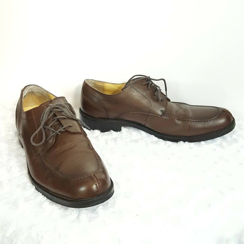 Bass Mens 13 Stuart Oxfords Brown Leather Lace Up Split Toe Shoes Casual